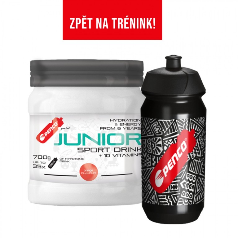 AKCE   JUNIOR SPORT DRINK 700g Pomeranč   + PENCO BIDON TACX SHIVA Junior Black 500ml