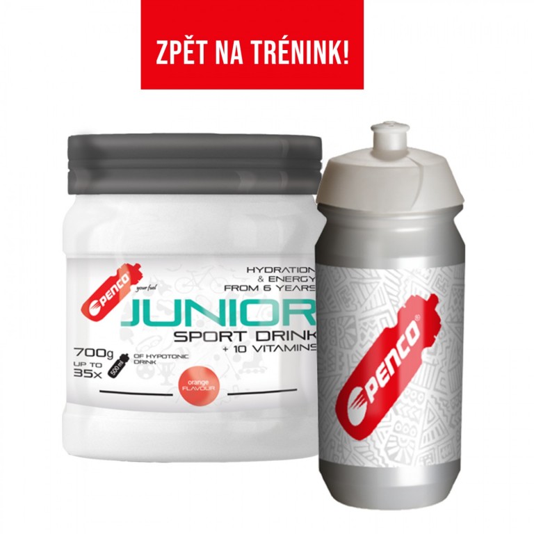 AKCE   JUNIOR SPORT DRINK 700g Pomeranč   + PENCO BIDON TACX SHIVA Junior White č.1